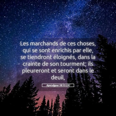 Picture 05 - Apocalypse 18:15 LSG - Les marchands de ces choses, qui se sont enrichis - Bible Verse Picture