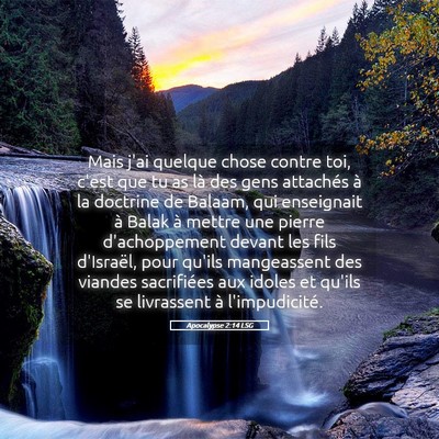 Picture 05 - Apocalypse 2:14 LSG - Mais j'ai quelque chose contre toi, c'est que tu - Bible Verse Picture