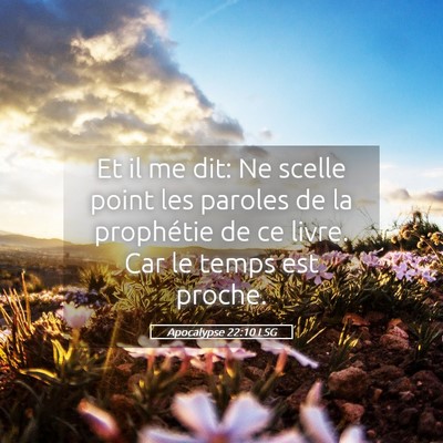 Picture 05 - Apocalypse 22:10 LSG - Et il me dit: Ne scelle point les paroles de la - Bible Verse Picture
