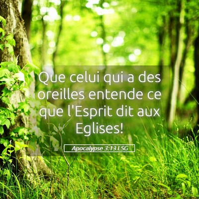Picture 05 - Apocalypse 3:13 LSG - Que celui qui a des oreilles entende ce que - Bible Verse Picture