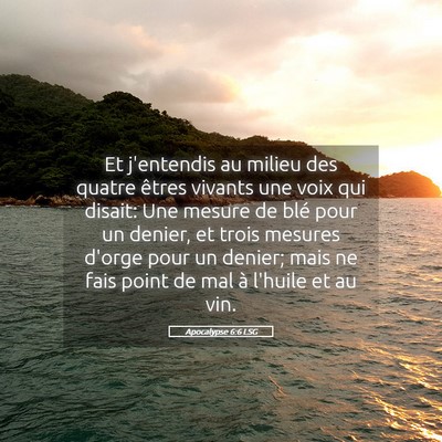 Picture 05 - Apocalypse 6:6 LSG - Et j'entendis au milieu des quatre êtres vivants - Bible Verse Picture