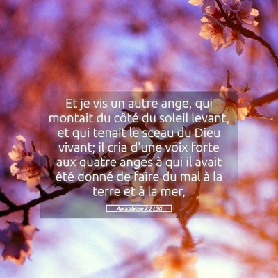 Picture 05 - Apocalypse 7:2 LSG - Et je vis un autre ange, qui montait du côté du - Bible Verse Picture