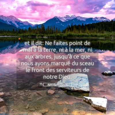 Picture 05 - Apocalypse 7:3 LSG - et il dit: Ne faites point de mal à la terre, ni - Bible Verse Picture