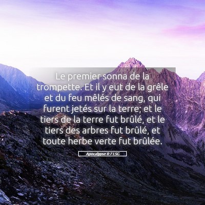Picture 05 - Apocalypse 8:7 LSG - Le premier sonna de la trompette. Et il y eut de - Bible Verse Picture