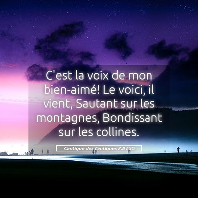 Picture 05 - Cantique des Cantiques 2:8 LSG - C'est la voix de mon bien-aimé! Le voici, il - Bible Verse Picture