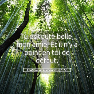 Picture 05 - Cantique des Cantiques 4:7 LSG - Tu es toute belle, mon amie, Et il n'y a point en - Bible Verse Picture