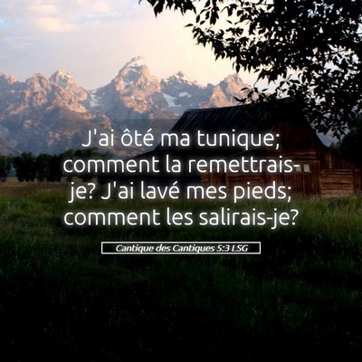 Picture 05 - Cantique des Cantiques 5:3 LSG - J'ai ôté ma tunique; comment la remettrais-je? - Bible Verse Picture