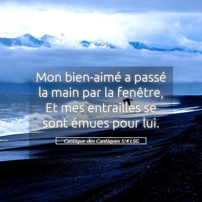 Picture 05 - Cantique des Cantiques 5:4 LSG - Mon bien-aimé a passé la main par la fenêtre, - Bible Verse Picture