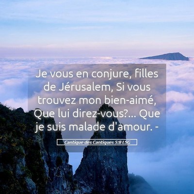 Picture 05 - Cantique des Cantiques 5:8 LSG - Je vous en conjure, filles de Jérusalem, Si vous - Bible Verse Picture