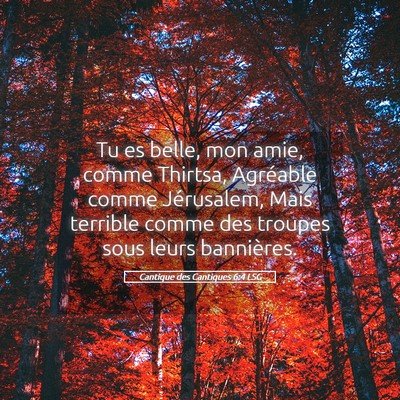 Picture 05 - Cantique des Cantiques 6:4 LSG - Tu es belle, mon amie, comme Thirtsa, Agréable - Bible Verse Picture