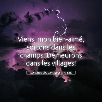 Picture 05 - Cantique des Cantiques 7:11 LSG - Viens, mon bien-aimé, sortons dans les champs, - Bible Verse Picture