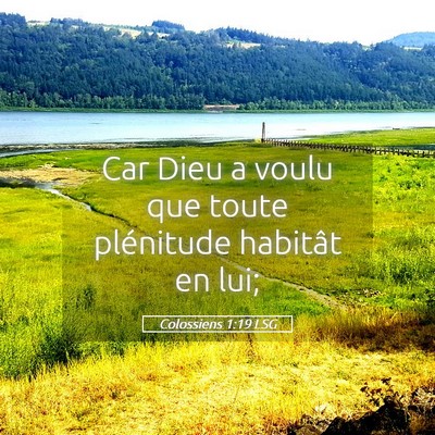 Picture 05 - Colossiens 1:19 LSG - Car Dieu a voulu que toute plénitude habitât en - Bible Verse Picture