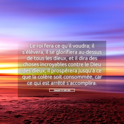 Picture 05 - Daniel 11:36 LSG - Le roi fera ce qu'il voudra; il s'élèvera, il - Bible Verse Picture