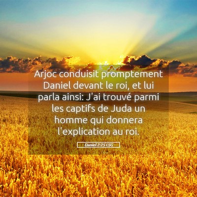 Picture 05 - Daniel 2:25 LSG - Arjoc conduisit promptement Daniel devant le roi, - Bible Verse Picture