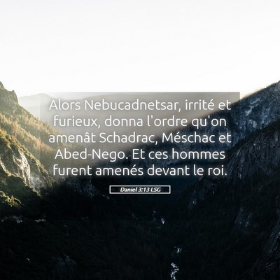 Picture 05 - Daniel 3:13 LSG - Alors Nebucadnetsar, irrité et furieux, donna - Bible Verse Picture