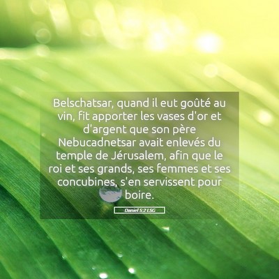 Picture 05 - Daniel 5:2 LSG - Belschatsar, quand il eut goûté au vin, fit - Bible Verse Picture