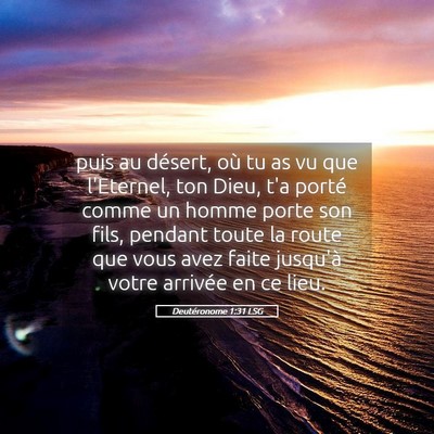 Picture 05 - Deutéronome 1:31 LSG - puis au désert, où tu as vu que l'Eternel, ton - Bible Verse Picture