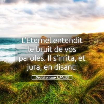 Picture 05 - Deutéronome 1:34 LSG - L'Eternel entendit le bruit de vos paroles. Il - Bible Verse Picture