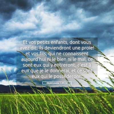Picture 05 - Deutéronome 1:39 LSG - Et vos petits enfants, dont vous avez dit: Ils - Bible Verse Picture