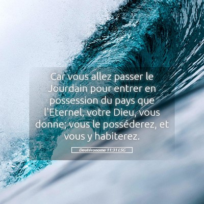 Picture 05 - Deutéronome 11:31 LSG - Car vous allez passer le Jourdain pour entrer en - Bible Verse Picture