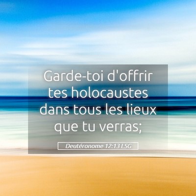 Picture 05 - Deutéronome 12:13 LSG - Garde-toi d'offrir tes holocaustes dans tous les - Bible Verse Picture