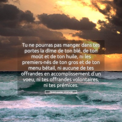 Picture 05 - Deutéronome 12:17 LSG - Tu ne pourras pas manger dans tes portes la dîme - Bible Verse Picture