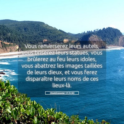 Picture 05 - Deutéronome 12:3 LSG - Vous renverserez leurs autels, vous briserez - Bible Verse Picture