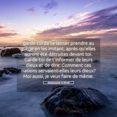 Picture 05 - Deutéronome 12:30 LSG - garde-toi de te laisser prendre au piège en les - Bible Verse Picture