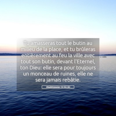 Picture 05 - Deutéronome 13:16 LSG - Tu amasseras tout le butin au milieu de la place, - Bible Verse Picture