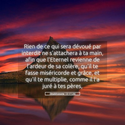Picture 05 - Deutéronome 13:17 LSG - Rien de ce qui sera dévoué par interdit ne - Bible Verse Picture