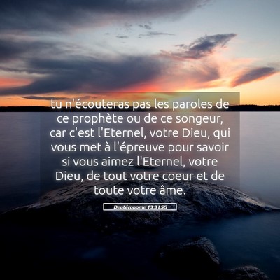 Picture 05 - Deutéronome 13:3 LSG - tu n'écouteras pas les paroles de ce prophète - Bible Verse Picture
