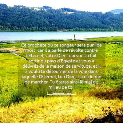 Picture 05 - Deutéronome 13:5 LSG - Ce prophète ou ce songeur sera puni de mort, car - Bible Verse Picture
