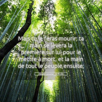 Picture 05 - Deutéronome 13:9 LSG - Mais tu le feras mourir; ta main se lèvera la - Bible Verse Picture