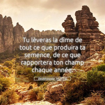 Picture 05 - Deutéronome 14:22 LSG - Tu lèveras la dîme de tout ce que produira ta - Bible Verse Picture