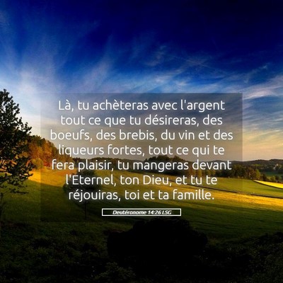 Picture 05 - Deutéronome 14:26 LSG - Là, tu achèteras avec l'argent tout ce que tu - Bible Verse Picture