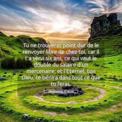 Picture 05 - Deutéronome 15:18 LSG - Tu ne trouveras point dur de le renvoyer libre de - Bible Verse Picture