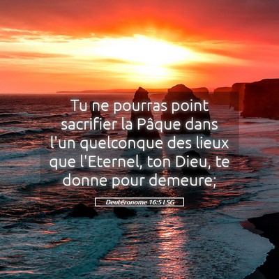 Picture 05 - Deutéronome 16:5 LSG - Tu ne pourras point sacrifier la Pâque dans l'un - Bible Verse Picture