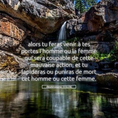 Picture 05 - Deutéronome 17:5 LSG - alors tu feras venir à tes portes l'homme ou la - Bible Verse Picture