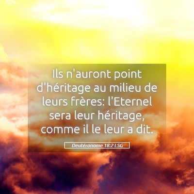 Picture 05 - Deutéronome 18:2 LSG - Ils n'auront point d'héritage au milieu de leurs - Bible Verse Picture