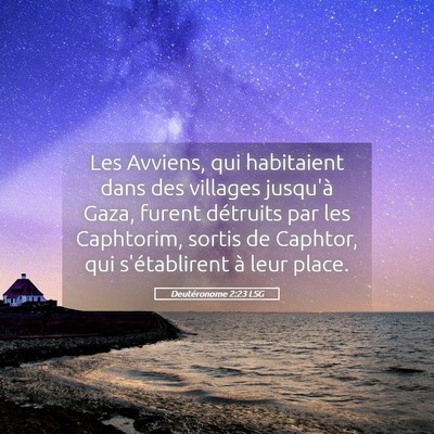 Picture 05 - Deutéronome 2:23 LSG - Les Avviens, qui habitaient dans des villages - Bible Verse Picture