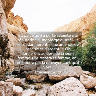 Picture 05 - Deutéronome 22:19 LSG - et, parce qu'il a porté atteinte à la - Bible Verse Picture