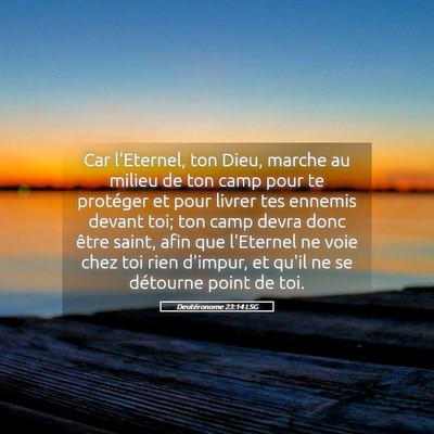 Picture 05 - Deutéronome 23:14 LSG - Car l'Eternel, ton Dieu, marche au milieu de ton - Bible Verse Picture