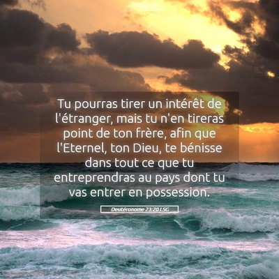 Picture 05 - Deutéronome 23:20 LSG - Tu pourras tirer un intérêt de l'étranger, - Bible Verse Picture