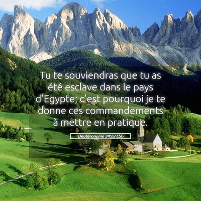 Picture 05 - Deutéronome 24:22 LSG - Tu te souviendras que tu as été esclave dans le - Bible Verse Picture