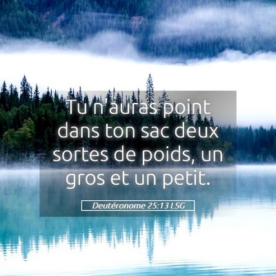 Picture 05 - Deutéronome 25:13 LSG - Tu n'auras point dans ton sac deux sortes de - Bible Verse Picture
