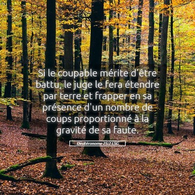 Picture 05 - Deutéronome 25:2 LSG - Si le coupable mérite d'être battu, le juge le - Bible Verse Picture