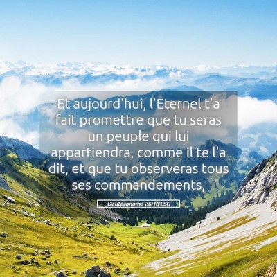 Picture 05 - Deutéronome 26:18 LSG - Et aujourd'hui, l'Eternel t'a fait promettre que - Bible Verse Picture