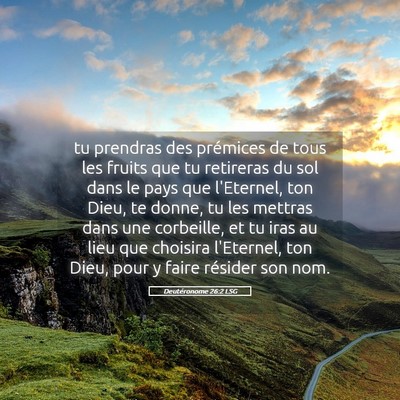 Picture 05 - Deutéronome 26:2 LSG - tu prendras des prémices de tous les fruits que - Bible Verse Picture
