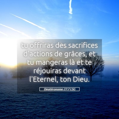 Picture 05 - Deutéronome 27:7 LSG - tu offriras des sacrifices d'actions de grâces, - Bible Verse Picture