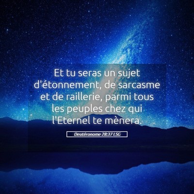 Picture 05 - Deutéronome 28:37 LSG - Et tu seras un sujet d'étonnement, de sarcasme - Bible Verse Picture